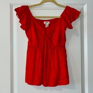 Japna Red V-neck Blouse Size XS